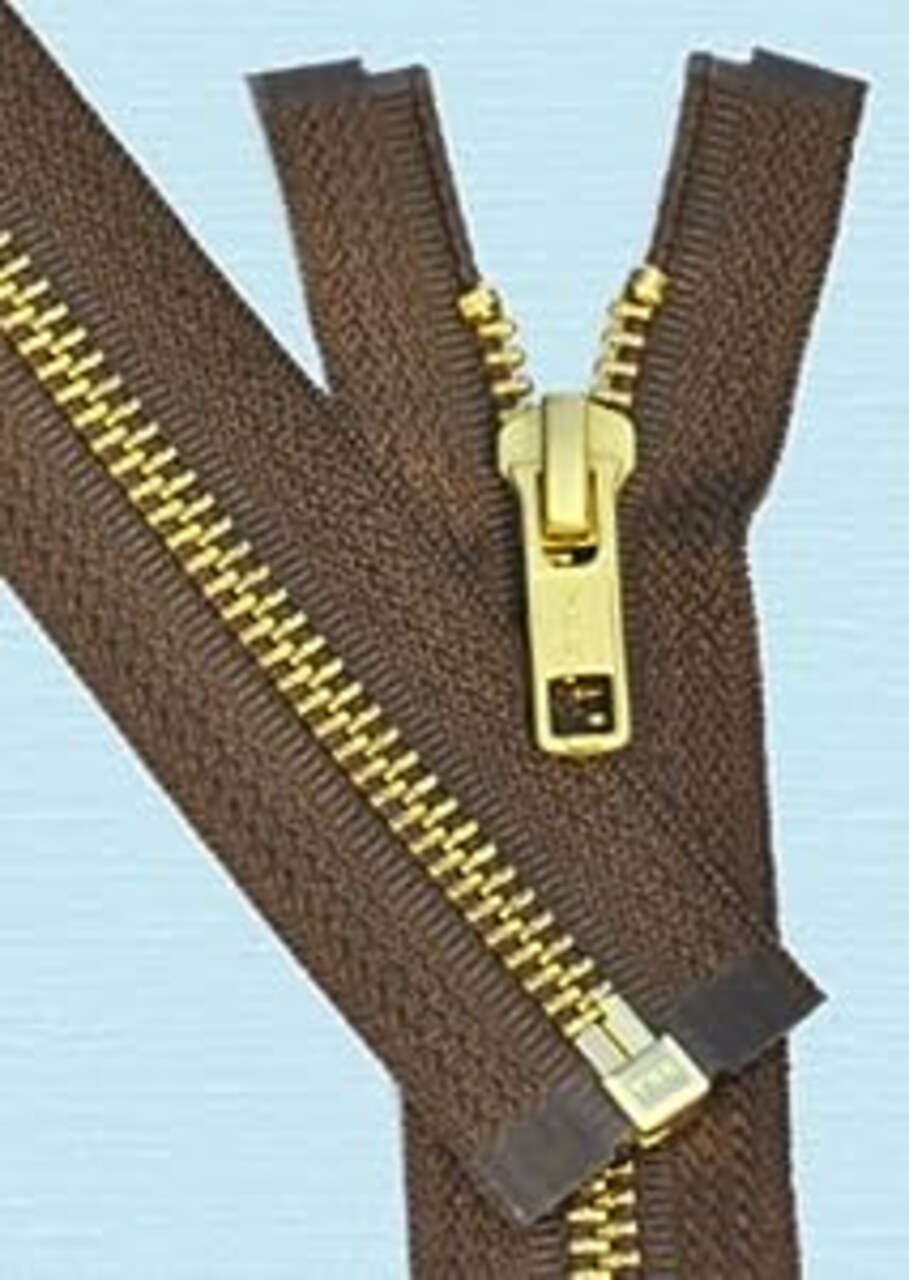 YKK 12" Medium Weight Jacket Zipper YKK #5 Brass ~ Separating ~ 568 Lite Brown (1 Zipper/Pack)